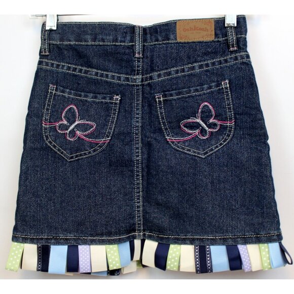 OshKosh B'gosh Denim Sparkle Skirt Skort sz 10 Loop Tab Embellished Adjust Waist - Picture 4 of 8